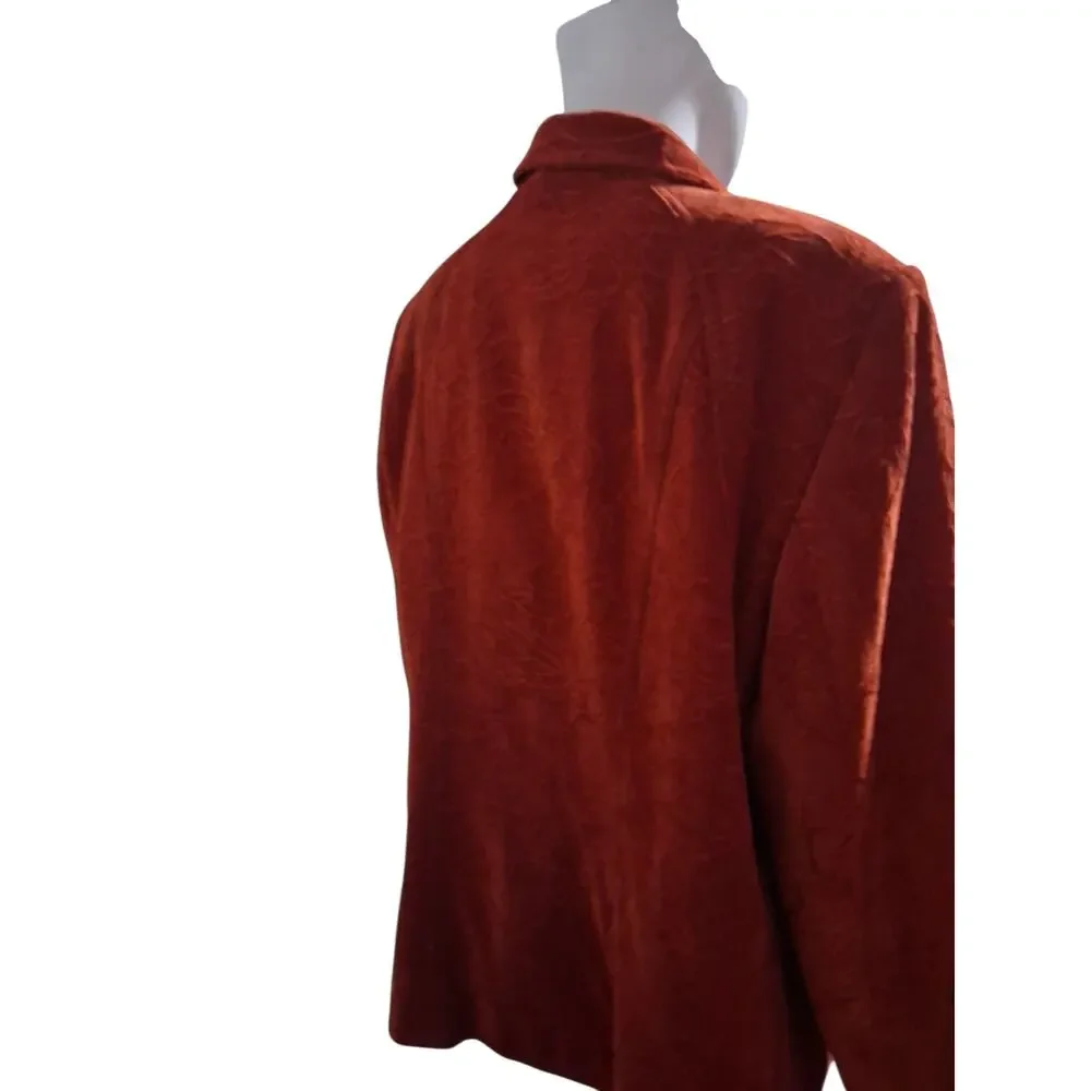 Vintage Conrad‎ C Classy Women's size 18 Velvet Burnout Sophisticated Zip Jacket
